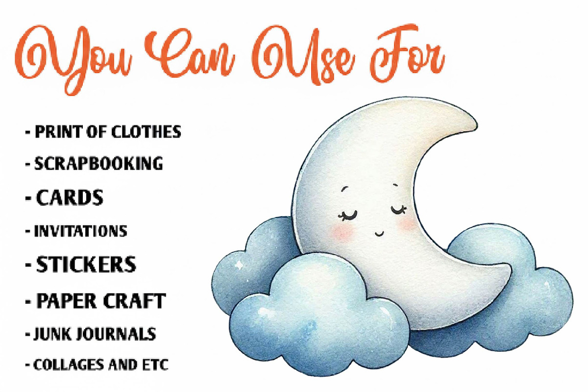 Cute Space Clipart - Watercolor, a Seasonal Illustration by CreationArt (Photo 5 of 7)