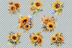 Sunflowers Bouquet Illustrations