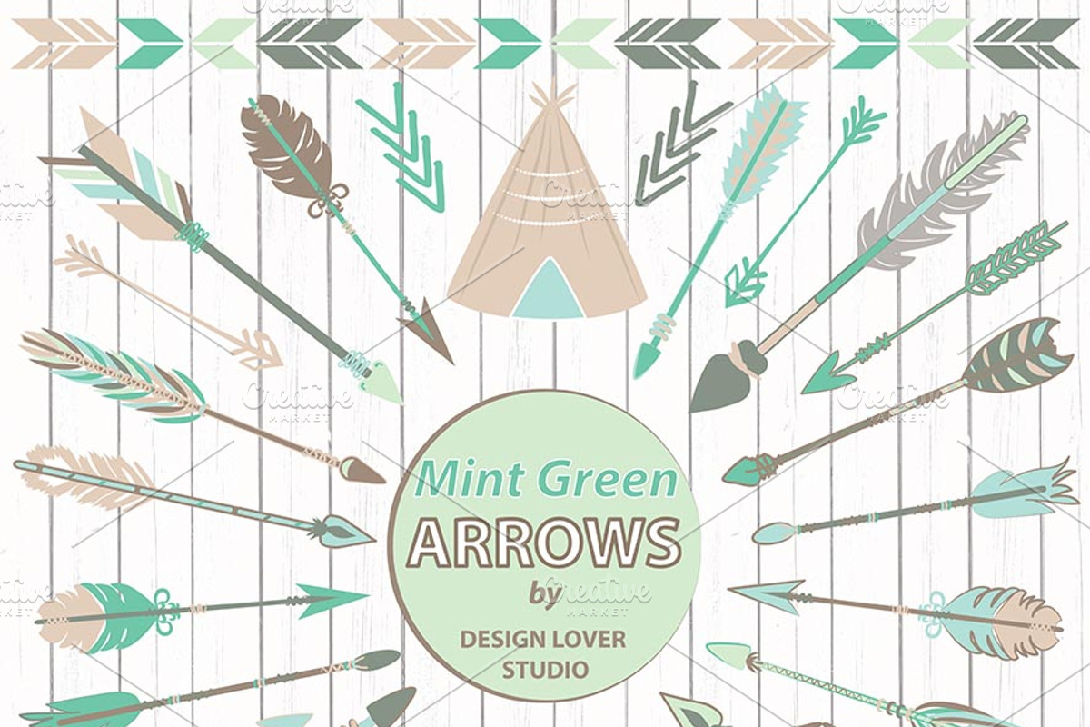 VECTOR Mint Arrows clipart, an Illustration by designloverstudio