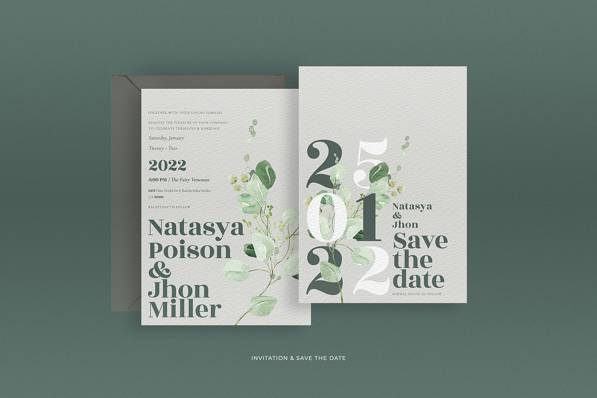 Eucalyptus Wedding Invitation Suite, an Invitation Template by Azka Creative (Photo 5 of 6)