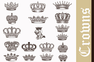 Big Set Of Crowns And Heraldic Shape