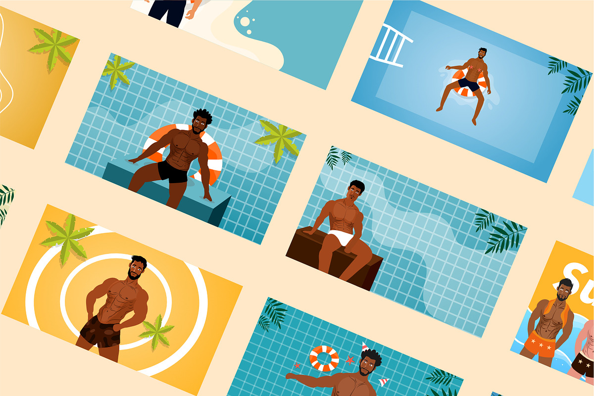 sexy man summer background, a Person Illustration by foxndeer (Photo 4 of 4)