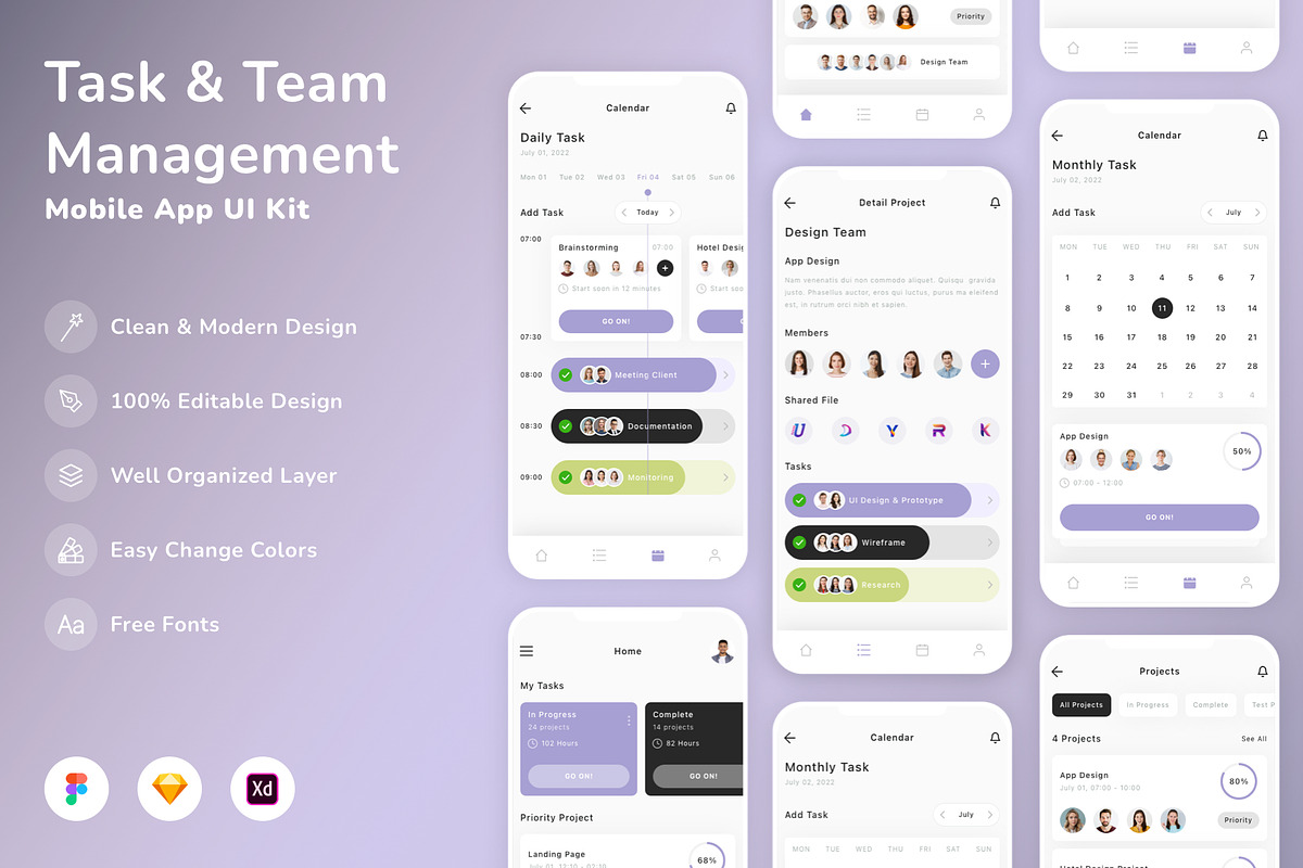 Task & Team Management App UI Kit, an UI Kit Template by Betush