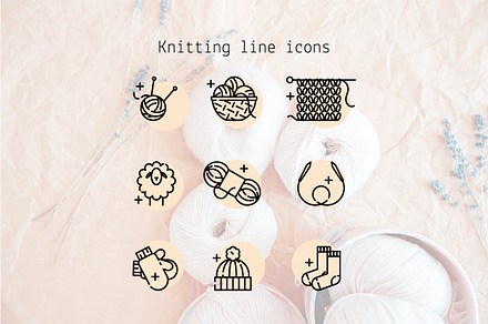 Knitting Line Icons, an Outline Icon by Lyolya Profitrolya