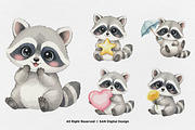 15 Bundle Watercolor Baby Raccoon, an Animal Illustration by Morspective (Thumbnail 5 of 8)
