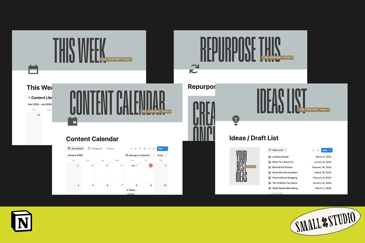 Social Media Content Hub - Notion, a Websites & App Template by hellosmallstudio (Photo 4 of 5)