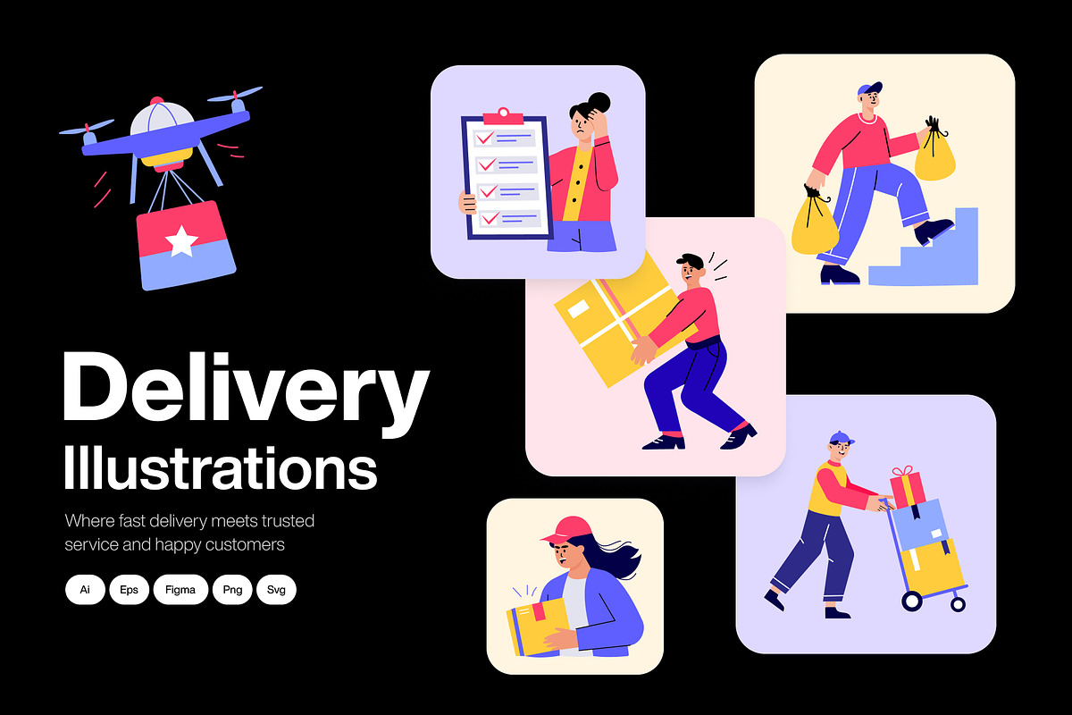 Delivery Illustration Art Set, a Transportation Illustration by Brickclay (Photo 1 of 9)