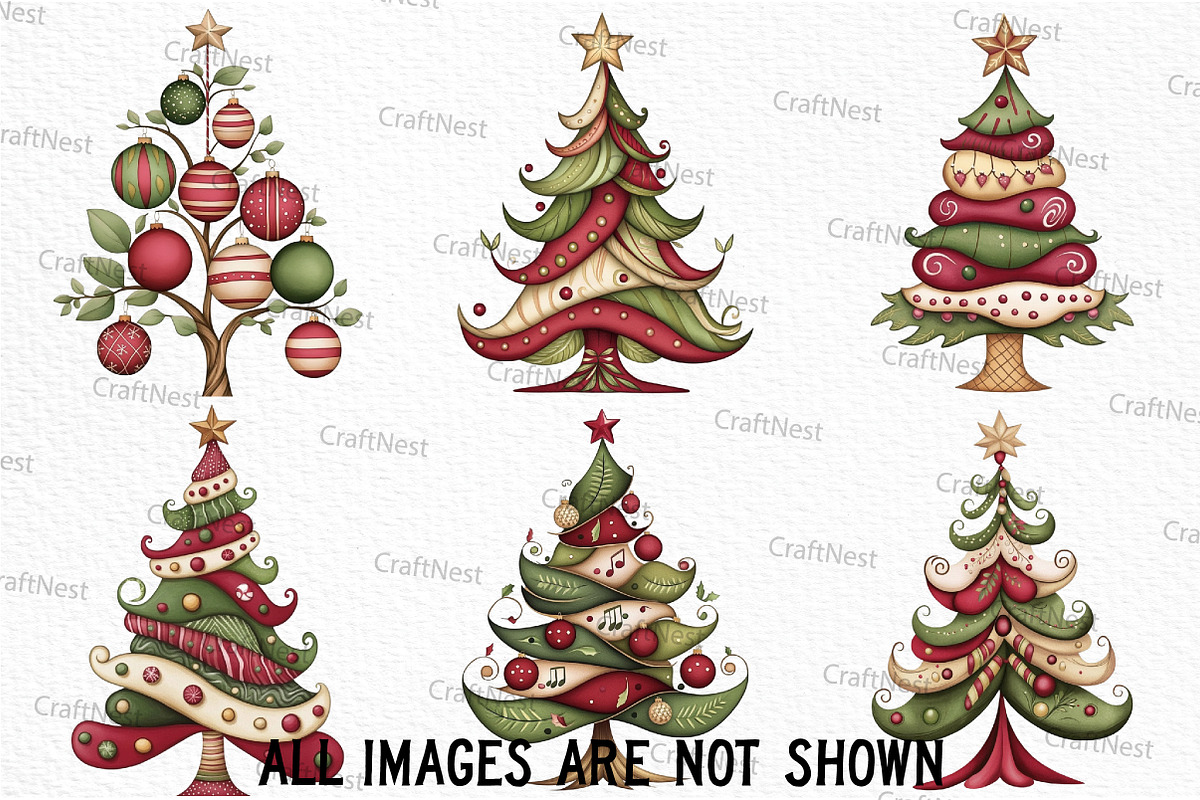 Whimsy Christmas Tree Clipart, an Illustration by Craft Nest (Photo 3 of 6)