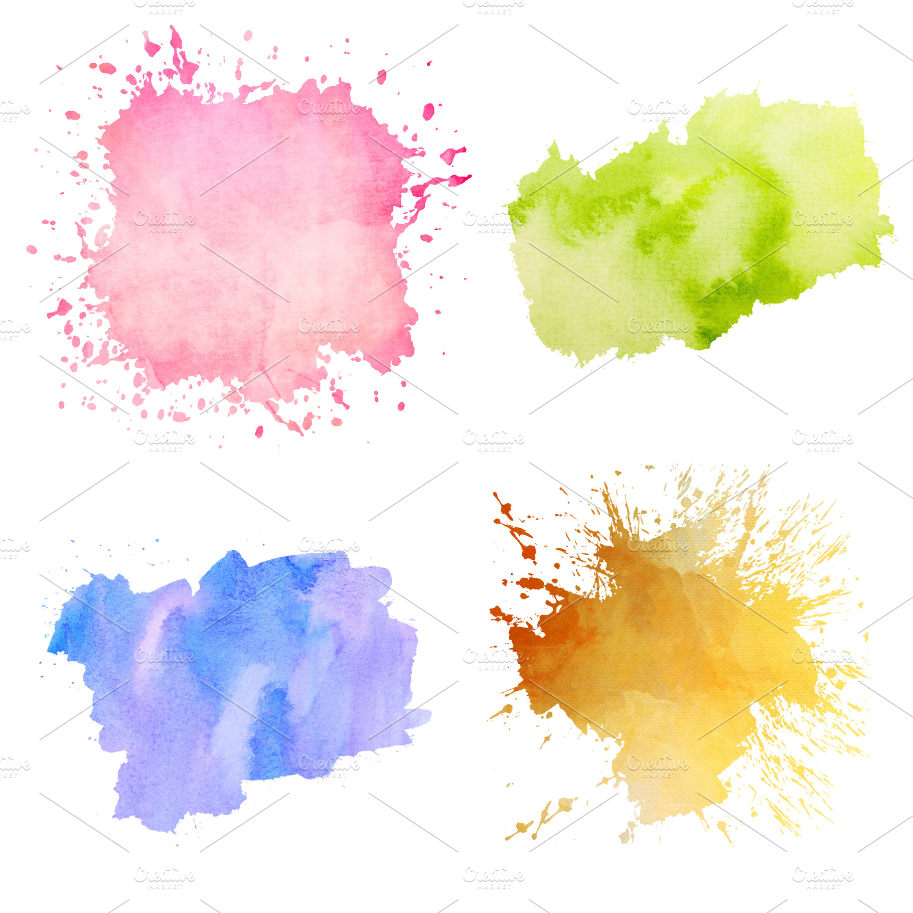 Watercolor splash and blot set, an Abstract Photo by BOOCYS