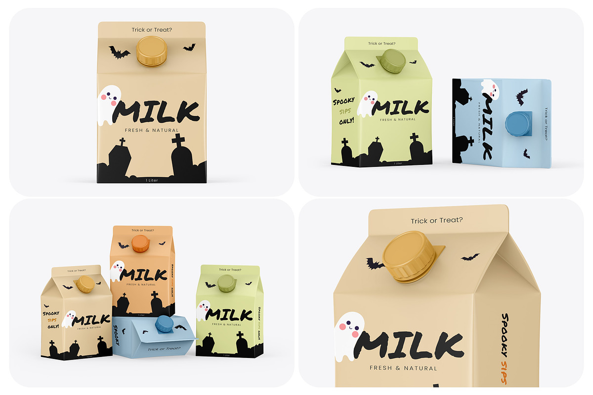 Halloween Milk Carton Mockups, a Packaging Mockup by Mockups Expert (Photo 1 of 5)