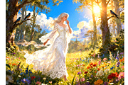Maiden in a Meadow, a Person Illustration by Sharon Schwalbe (Thumbnail 1 of 2)