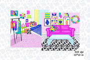Retro Clip Art Scene | Hippie Image, a Decorative Illustration by GlamArtZhanna (Thumbnail 2 of 3)