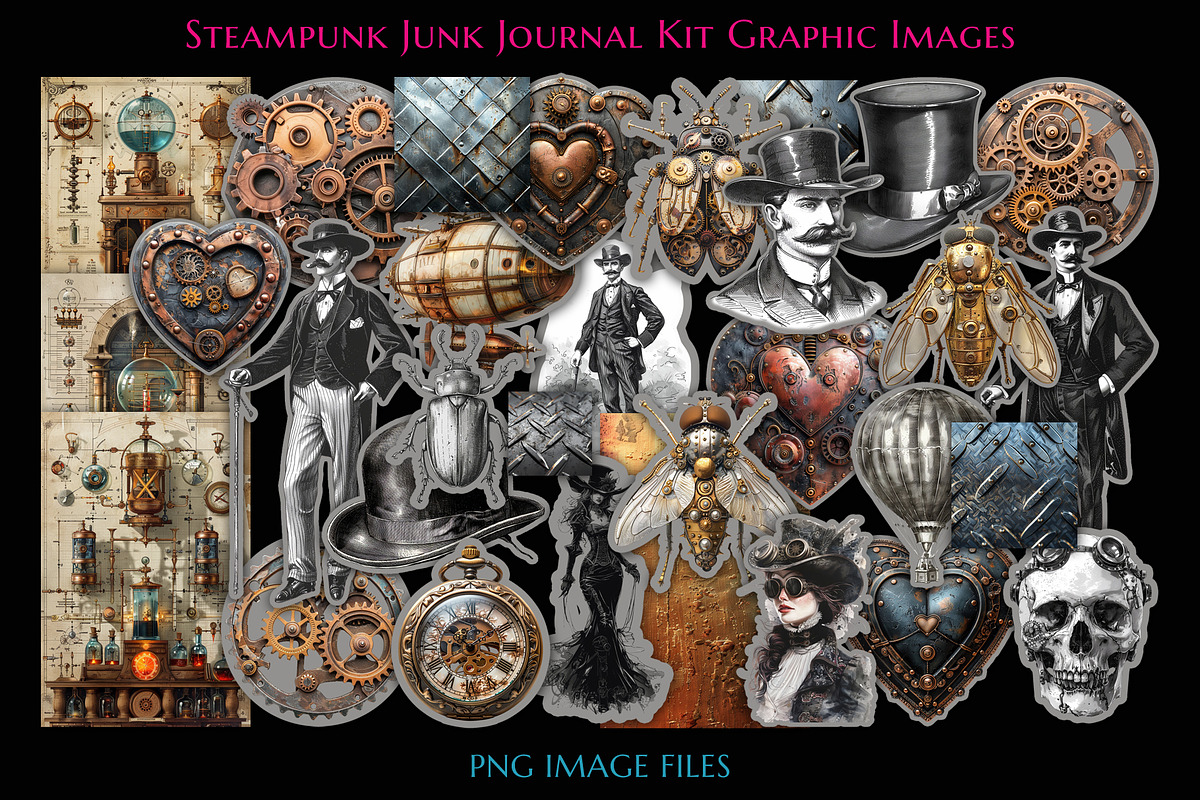 Steampunk Junk Journal Kit Images, an Object Graphic by NeatGrafix (Photo 1 of 10)
