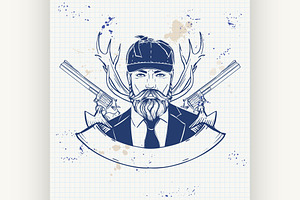 Sketch Hunter Man With Beard 4