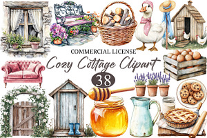 Cozy Cottage Clipart, a Seasonal Illustration by designcity5