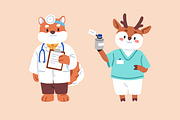 Cute, funny animal doctors set, an Animal Illustration by Good Studio (Thumbnail 4 of 8)