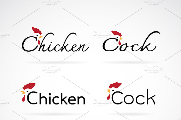 Design Chicken And Cock Is Text