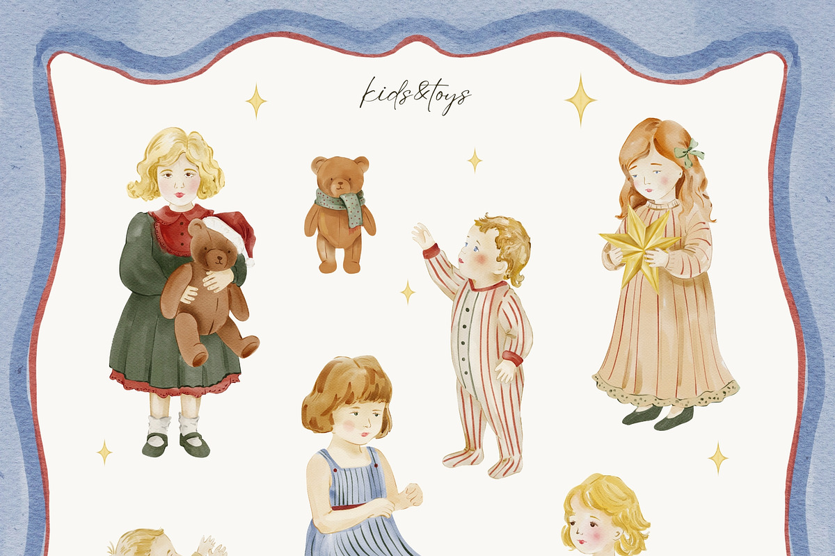 Watercolor Nostalgic Christmas, a Seasonal Illustration by ArtMaslyana (Photo 2 of 12)