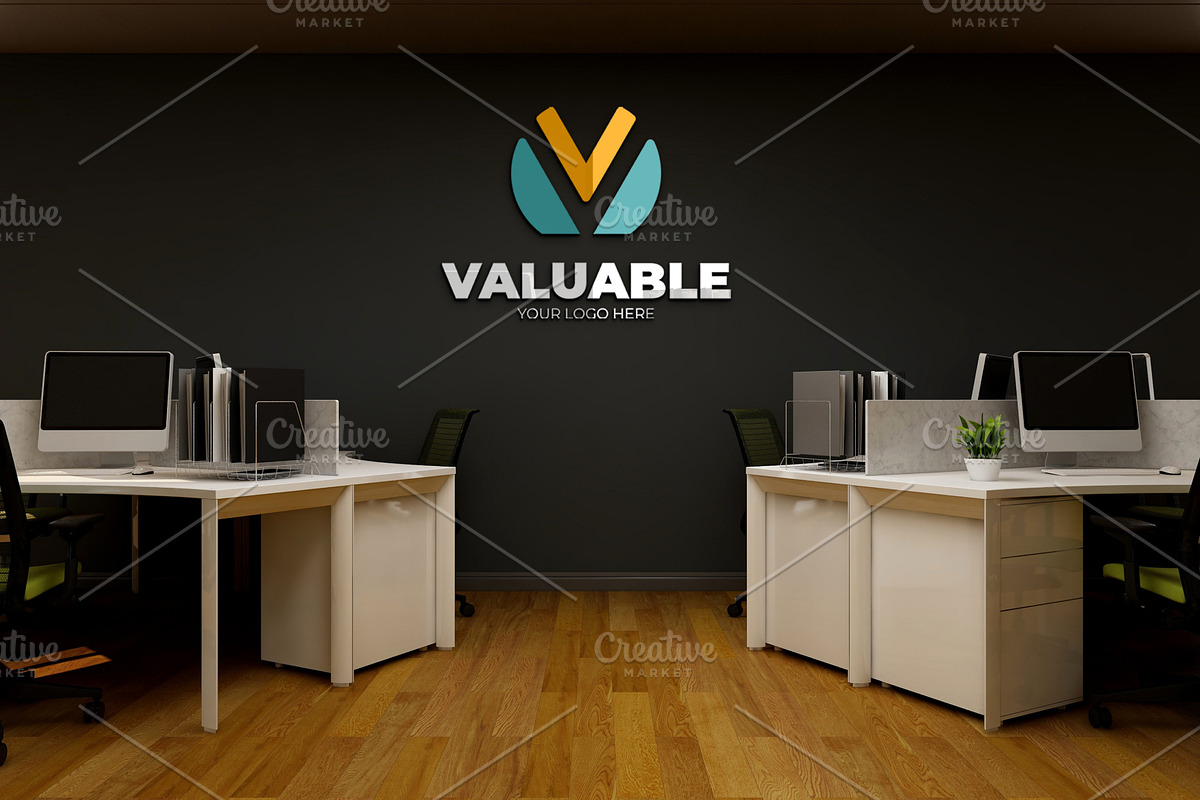 PSD Modern Office Wall Logo Mockup, a Product Mockup by Ayy (Photo 3 of 23)