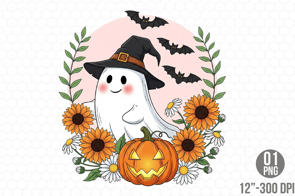 Ghost Witch Pumpkin Fall PNG Clipart, an Illustration by Designking (Photo 1 of 4)