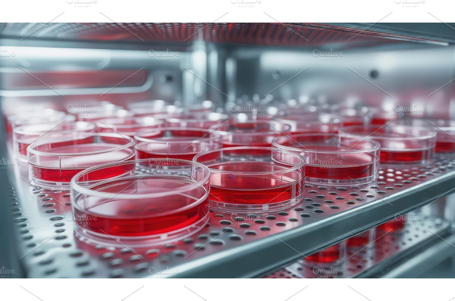 Laboratory petri dishes with red, a Technology Photo by tilialucida