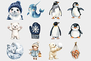 Watercolor Arctic World Clipart, a Seasonal Illustration by Design Market (Thumbnail 2 of 4)