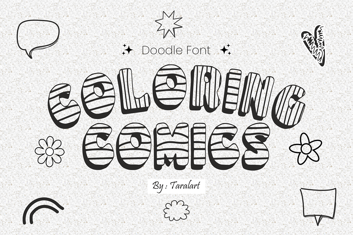 COLORING COMICS- Playful Doodle Font, a Sans Serif Font by KiddoGlyphs Studio (Photo 1 of 3)