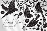 Birds & Blooms Vector Linocut Set, an Animal Illustration by rouxsupplyco (Thumbnail 14 of 15)