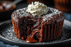 Molten Chocolate Lava Cake Delicious, a Photo by Pixeness Studio