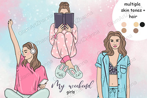 My Weekend Clipart Girls Planner