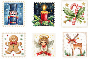 Christmas Stamp Clipart, a Seasonal Illustration by Designking (Thumbnail 2 of 3)
