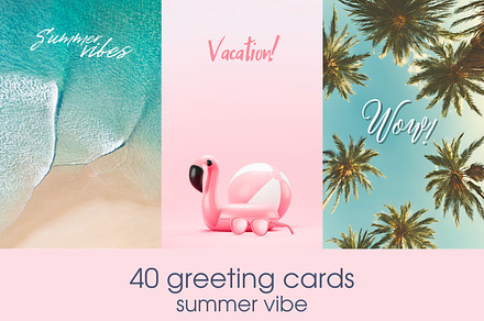 40 greeting cards, summer vibe