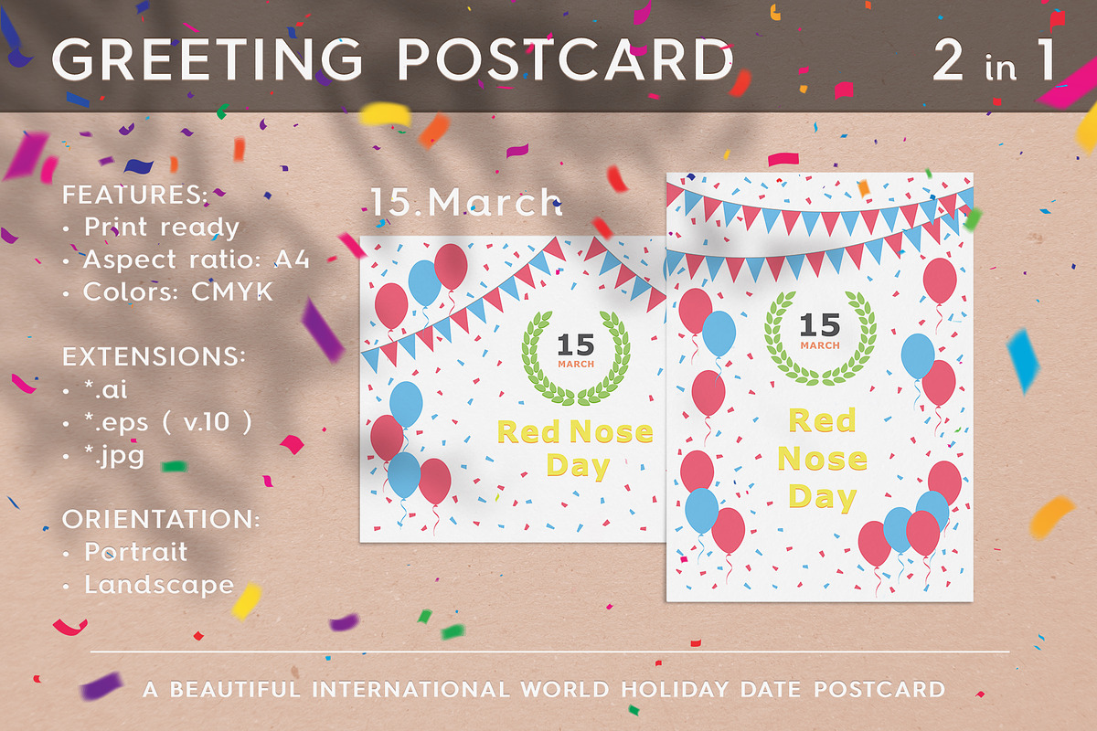 Red Nose Day - March 15, a Business Card Template by Textures & Backgrounds (Photo 1 of 7)