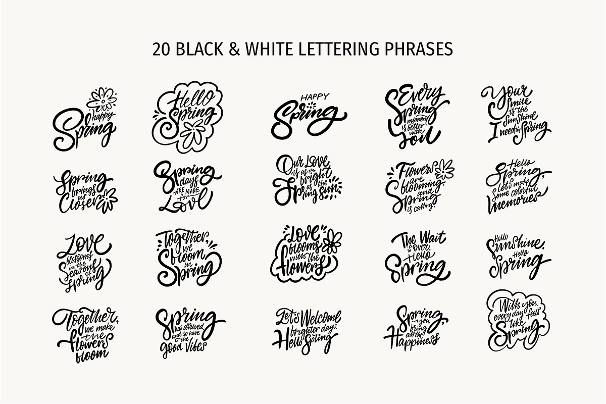Spring Lettering & Floral Quotes, a Seasonal Illustration by Oktyabr (Photo 2 of 7)