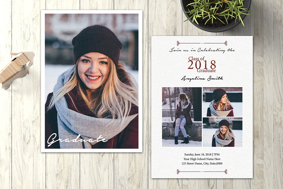 Graduation Announcement Card, a Card Template by retrographix (Photo 1 of 2)