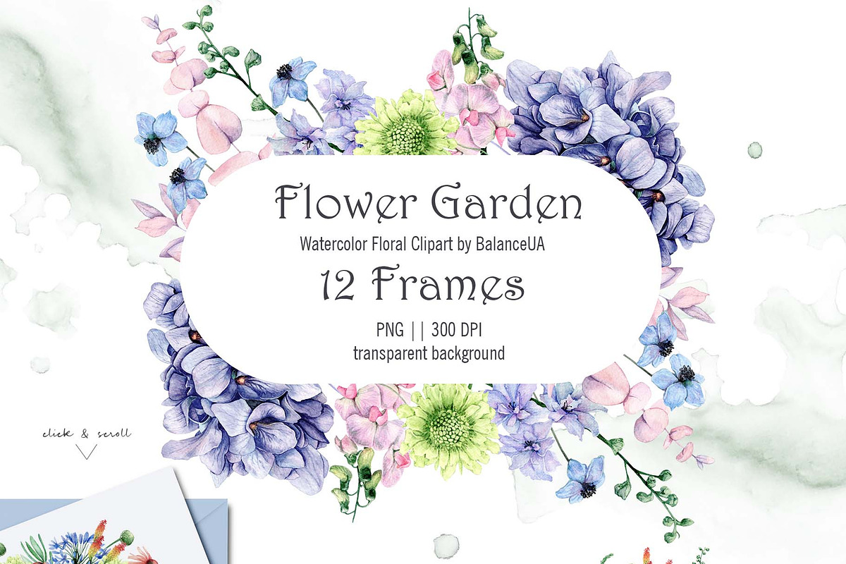 Flowers Watercolor Clipart, a Decorative Illustration by BalanceUA (Photo 7 of 16)
