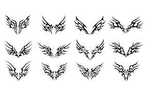 Tribal neo gothic wings tattoo, an Object Illustration by Vector Tradition