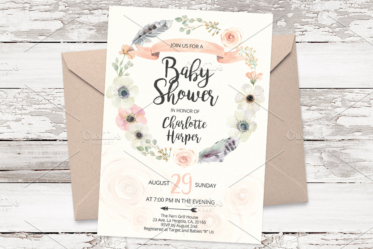 Pastel floral invitation template 10, an Invitation Template by Talent Supplies