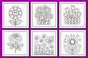 55 Simple Flower Coloring Book, a Decorative Illustration by Ink Gallery (Thumbnail 2 of 4)