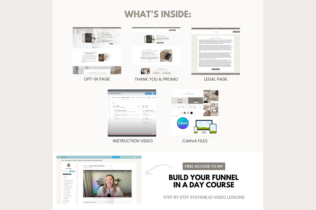 Systeme.io Neutral Sands Lead Funnel, a Landing Page Template by Hayley's Digital Hub (Photo 3 of 10)