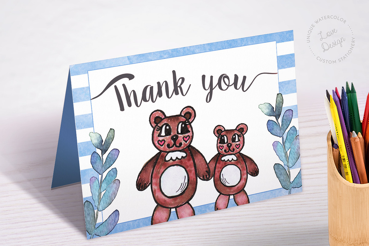 Watercolor Teddy Bear Baby Shower, an Invitation Template by Love Design (Photo 3 of 5)