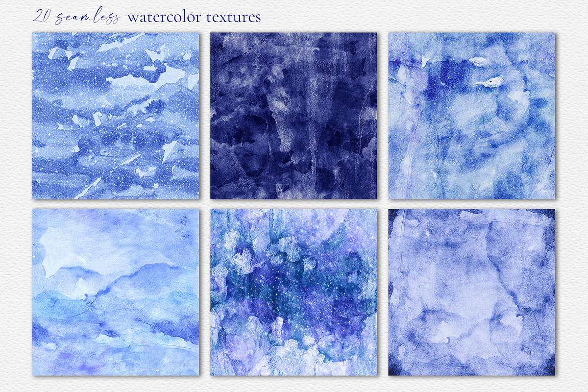 Blue Seamless Watercolor Textures, a Texture Graphic by CatJello Graphics (Photo 17 of 24)
