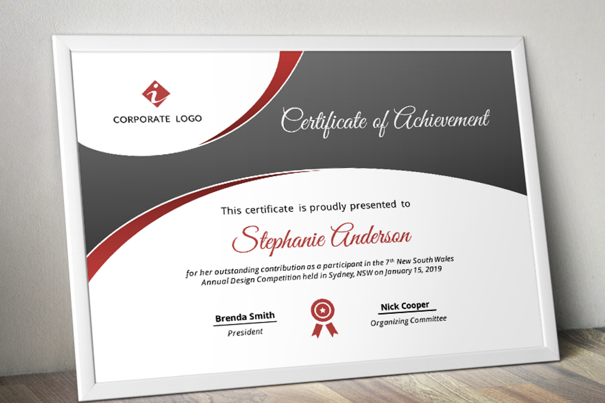 Curve Bar Modern Certificate (pptx), a Stationery Template by Inkpower (Photo 3 of 6)