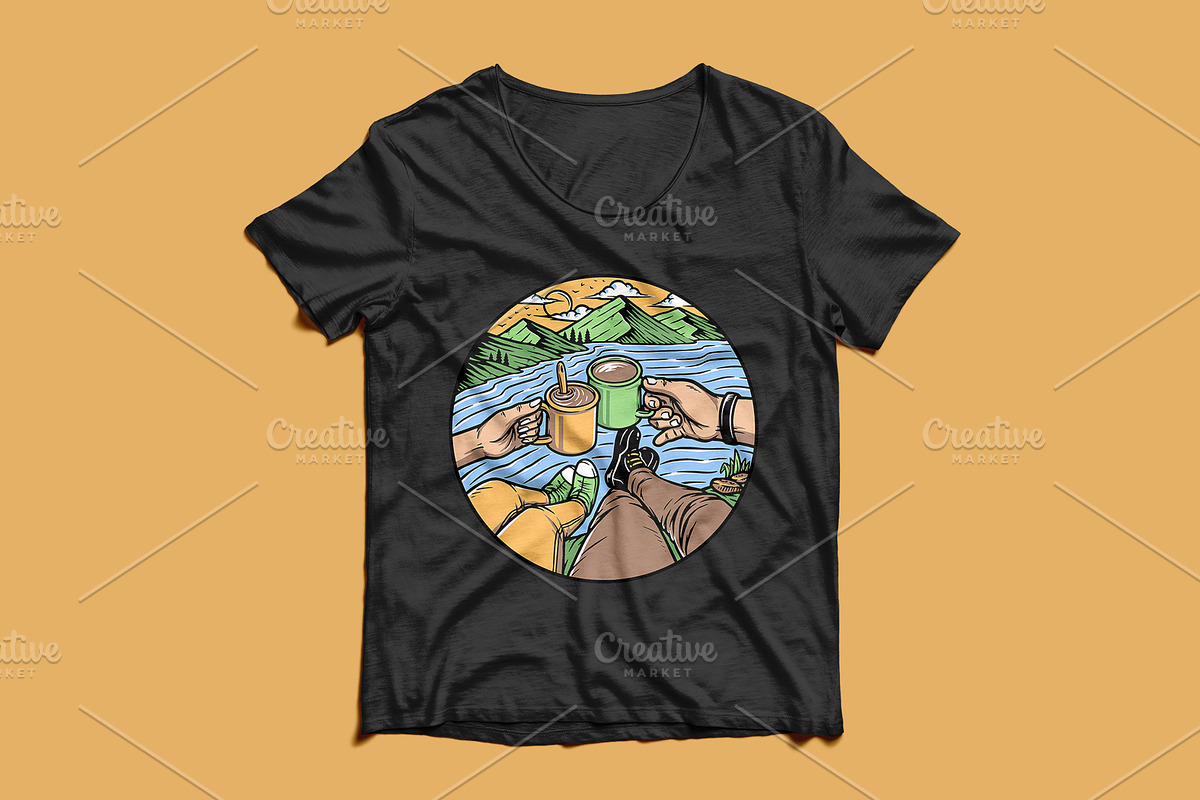 people enjoying coffee on the hill, a Food Illustration by gunaonedesign (Photo 3 of 5)
