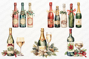 Christmas Drinks Watercolor Clipart