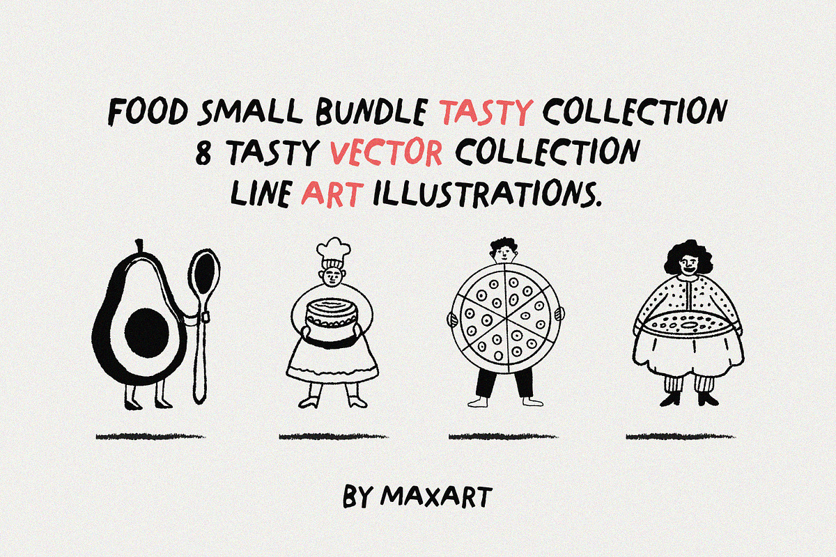 YUMMY FOOD BUNDLE Vol.1: Hand-Drawn, a Food Illustration by MaxArt Foundry (Photo 2 of 9)