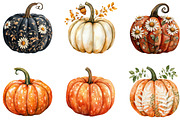 Preppy Boho Fall Pumpkin Clipart, a Seasonal Illustration by Designking (Thumbnail 2 of 4)