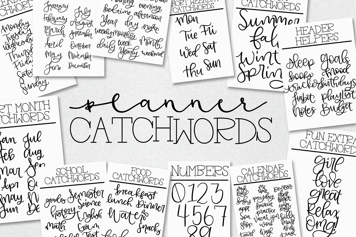 Planner Catchwords - Over 100 Words