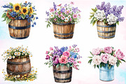 Watercolor Floral Barrel Clipart PNG, an Illustration by Canvas Craft (Thumbnail 2 of 4)
