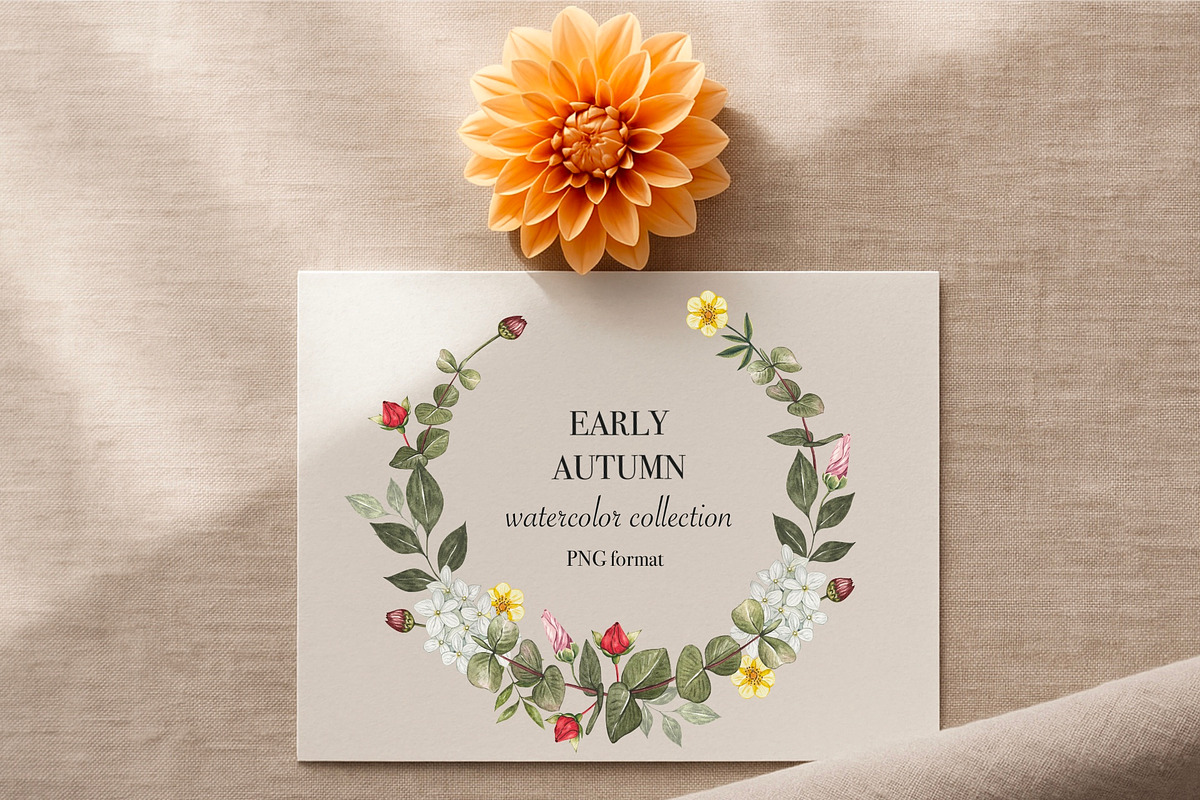 Watercolor Autumn Garden Flowers, an Object Illustration by DiashaArt (Photo 5 of 12)